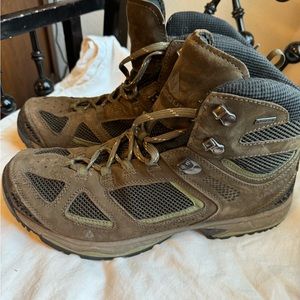 Vasque boots were worn once.  Nearly new condition.